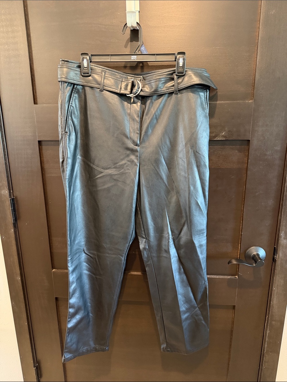 LOFT Black Faux Leather Ankle Pants